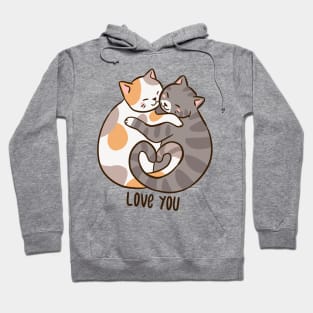 Cute cats hugging illustration for cat lovers Hoodie